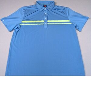 Donald Ross Sport Mens XL Blue Lime Green Striped‎ Performance Golf Polo Shirt